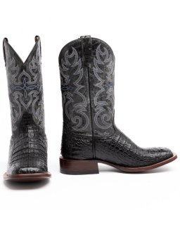 Stylish Cody James Men's Caiman Embroidered Exotic Boots - Broad Square Toe | Black