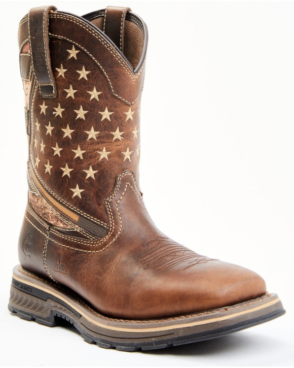 Stylish Cody James Men's Disruptor ASE7 Western Work Boots - Soft Toe | Brown