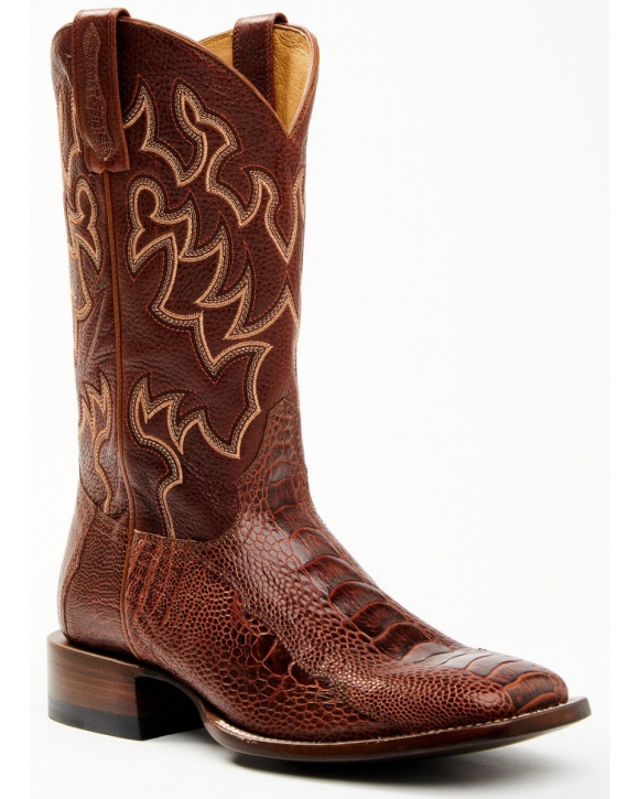 Stylish Cody James Men's Brandy Ostrich Leg Exotic Western Boots - Broad Square Toe | Red