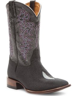 Stylish Cody James Men's Exotic Stingray Western Boots - Broad Square Toe | Black