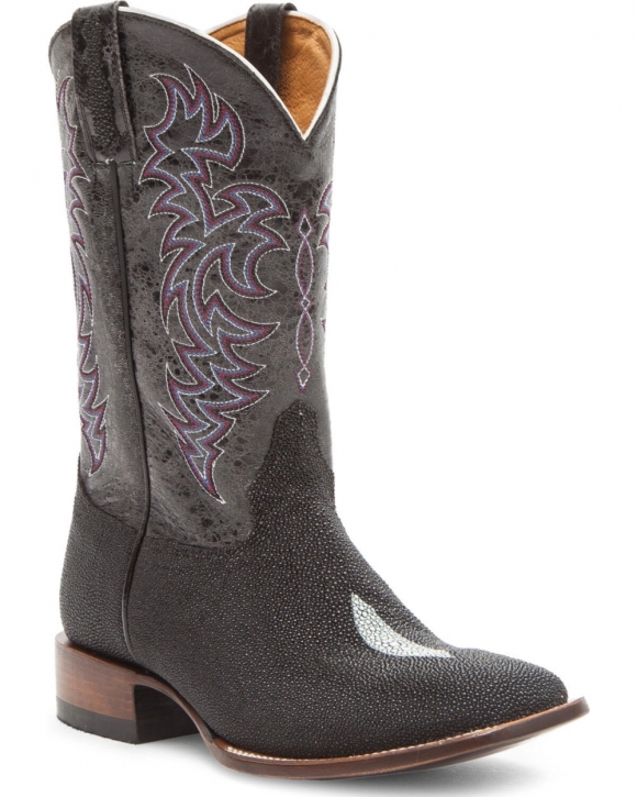 Stylish Cody James Men's Exotic Stingray Western Boots - Broad Square Toe | Black