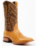 Stylish Cody James Men's Full-Quill Ostrich Exotic Western Boots - Broad Square Toe | Brown