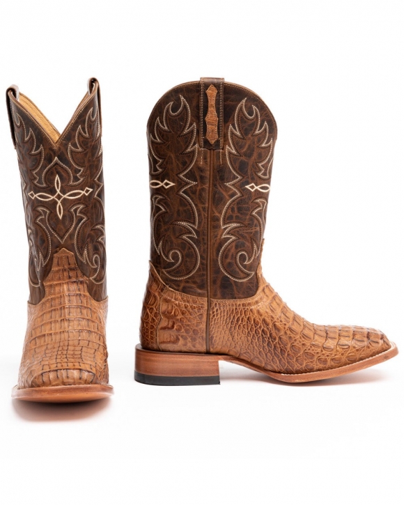 Stylish Cody James Men's Burnished Caiman Exotic Boots - Wide Square Toe | Brown