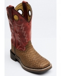 Stylish Cody James Boys' Reptile Print Western Boots - Broad Square Toe | Red/brown