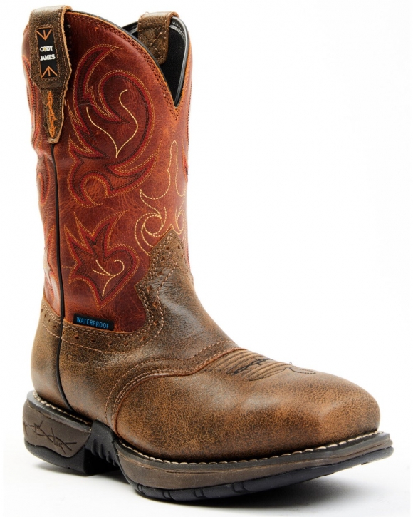 Stylish Cody James Men's Nano Lite Waterproof Western Work Boots - Composite Toe | Orange