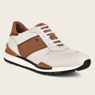 Cuadra Men's Hand-Painted White Leather Sneakers | New Arrivals