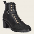 Cuadra Women's High Heel Urban Black Exotic Leather Bootie | New Arrivals