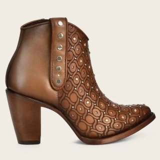 Cuadra Women's Handwoven Brown Leather Bootie With Austrian Crystals | New Arrivals