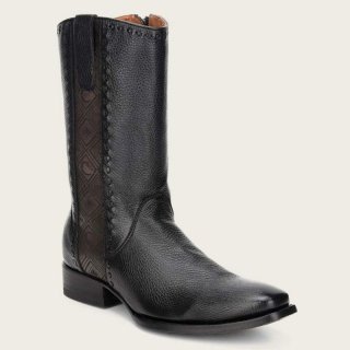 Cuadra Men's Engraved Black Deer Leather Boot | New Arrivals