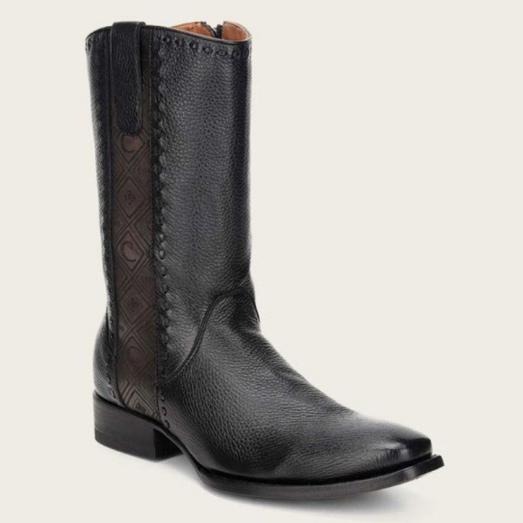 Cuadra Men's Engraved Black Deer Leather Boot | New Arrivals