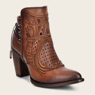 Cuadra Women's Embroidered Honey Leather Bootie | New Arrivals