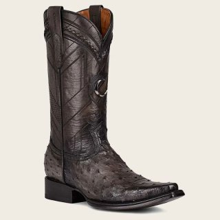 Cuadra Men's Engraved Grey Exotic Leather Boot-Ostrich - Grey | New Arrivals