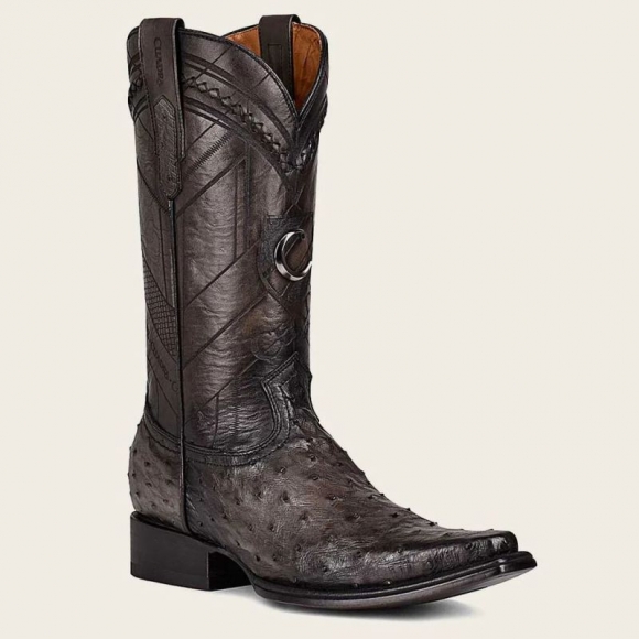 Cuadra Men's Engraved Grey Exotic Leather Boot-Ostrich - Grey | New Arrivals