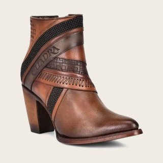 Cuadra Women's Hand-Painted Brown Leather Ankle Bootie | New Arrivals
