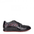 Cuadra Men's Hand-Painted Black Monogram Leather Sneakers | New Arrivals