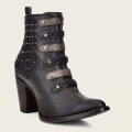 Cuadra Women's Women Booties Leather, Embroidered Black Leather Bootie With Austrian Crystals | New Arrivals
