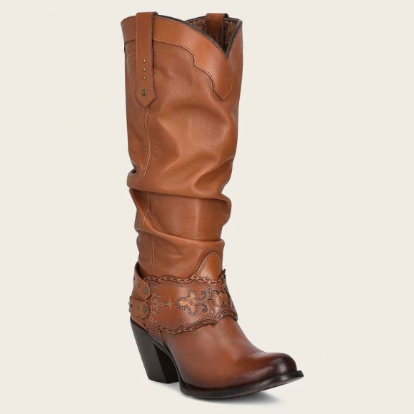 Cuadra Women's Engraved Honey Leather Tall Boot | New Arrivals