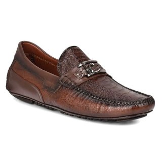 Cuadra Men's Exotic Brown Leather Driver | New Arrivals