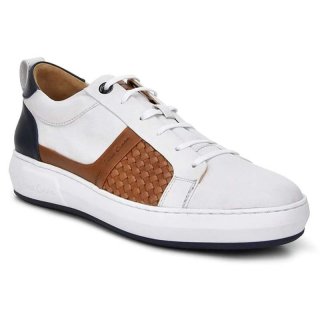 Cuadra Men's Hand-Painted Casual White Leather Sneakers | New Arrivals