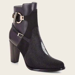 Cuadra Women's Black Ankle Boots In Genuine Stingray Leather | New Arrivals