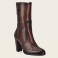 Cuadra Women's Brown Leather Bootie With Metallic Symbol | New Arrivals