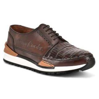 Cuadra Men's Hand-Painted Brown Exotic Leather Sneakers | New Arrivals