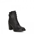 Cuadra Women's Black Combined Leather Urban Ankle Bootie With Crystals | New Arrivals