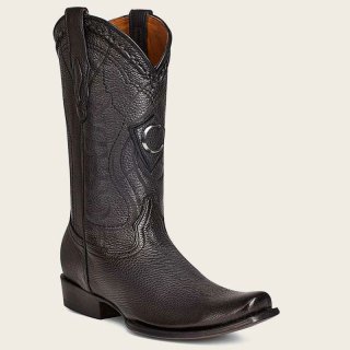 Cuadra Men's Engraved Black Leather Boot With Metallic Monogram | New Arrivals