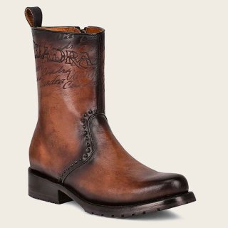 Cuadra Men's Embroidery And Engraved Honey Leather Boot | New Arrivals