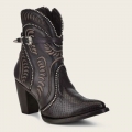 Cuadra Women's Genuine Python Embroidered Black Leather Bootie | New Arrivals