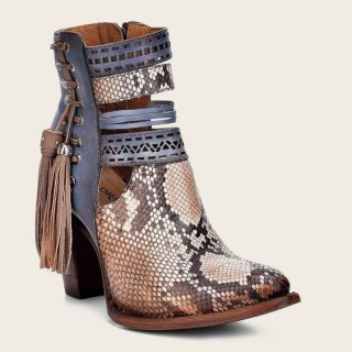 Cuadra Women's Genuine Python Blue Leather Bootie | New Arrivals