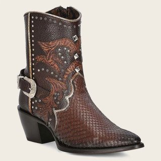 Cuadra Women's Brown Western Exotic Leather Bootie | New Arrivals