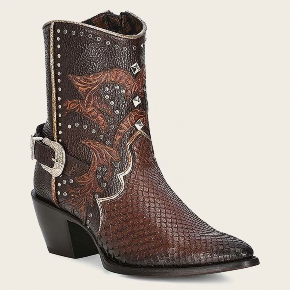 Cuadra Women's Brown Western Exotic Leather Bootie | New Arrivals