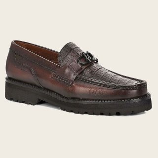 Cuadra Men's Men Loafer Shoe In Brown Genuine Cayman Leather | New Arrivals