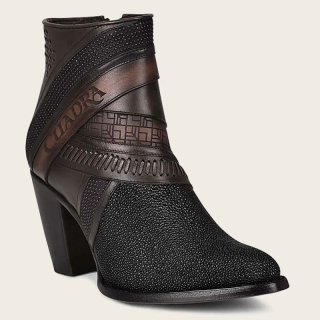 Cuadra Women's Hand-Painted Exotic Black Stingray Leather Bootie | New Arrivals