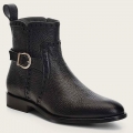 Cuadra Women's Genuine Deer Black Leather Bootie With Buckle | New Arrivals