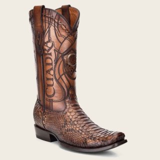 Cuadra Men's Engraved Honey Python Leather Western Boot | New Arrivals