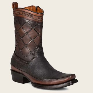 Cuadra Men's Hand-Painted Black Leather Geometric Pattern Boot | New Arrivals