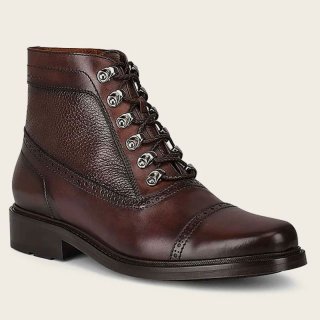 Cuadra Men's Hand-Painted Dark Brown Leather Casual Bootie | New Arrivals