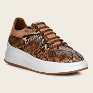 Cuadra Women's Genuine Python Brown Leather Sneakers | New Arrivals