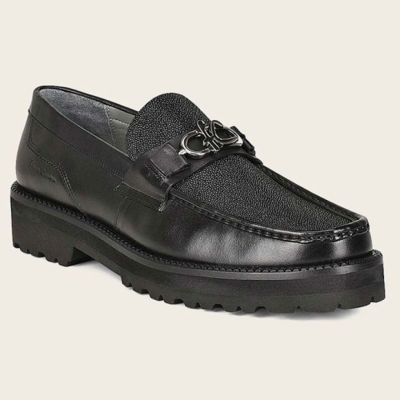 Cuadra Men's Men Loafer Shoe In Black Genuine Stingray Leather | New Arrivals