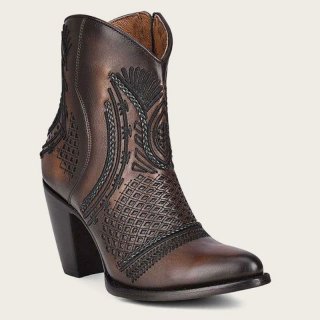 Cuadra Women's Artisan Embroidered Brown Leather Bootie | New Arrivals