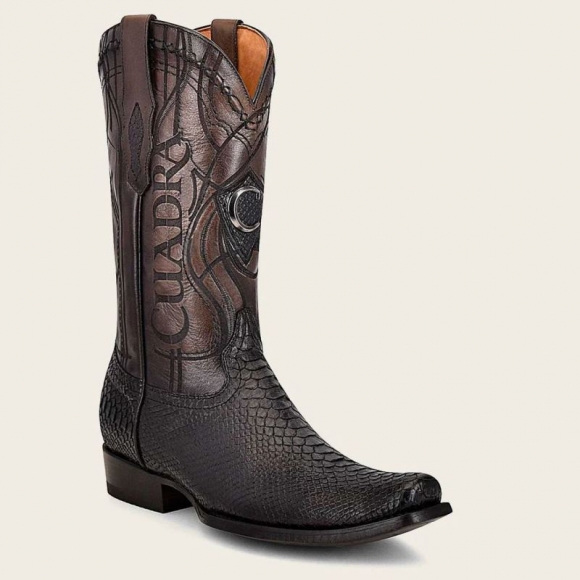 Cuadra Men's Engraved Black Python Leather Western Boot | New Arrivals