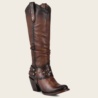 Cuadra Women's Hand-Painted Brown Leather Boot With Austrian Crystals | New Arrivals