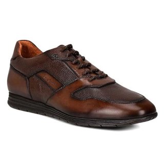Cuadra Men's Hand-Painted Brown Bristol Leather Sneakers | New Arrivals