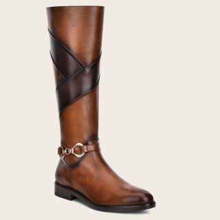 Cuadra Women's Hand-Painted Honey Leather Riding Boot With Contrasting Colors | New Arrivals