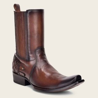 Cuadra Men's Hand-Painted Brown Leather Laser Cut Detail Boot | New Arrivals