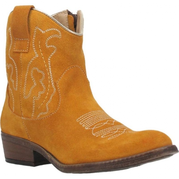 WOMEN'S DINGO DAISY MAE LEATHER BOOTIE-MUSTARD | FREE SHIPPING