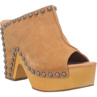 WOMEN'S DINGO PEACE N' LOVE LEATHER CLOG-TAN | FREE SHIPPING