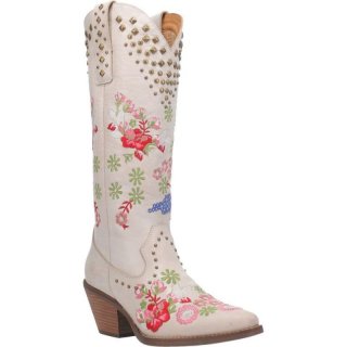 WOMEN'S DINGO POPPY LEATHER BOOT-WHITE | FREE SHIPPING